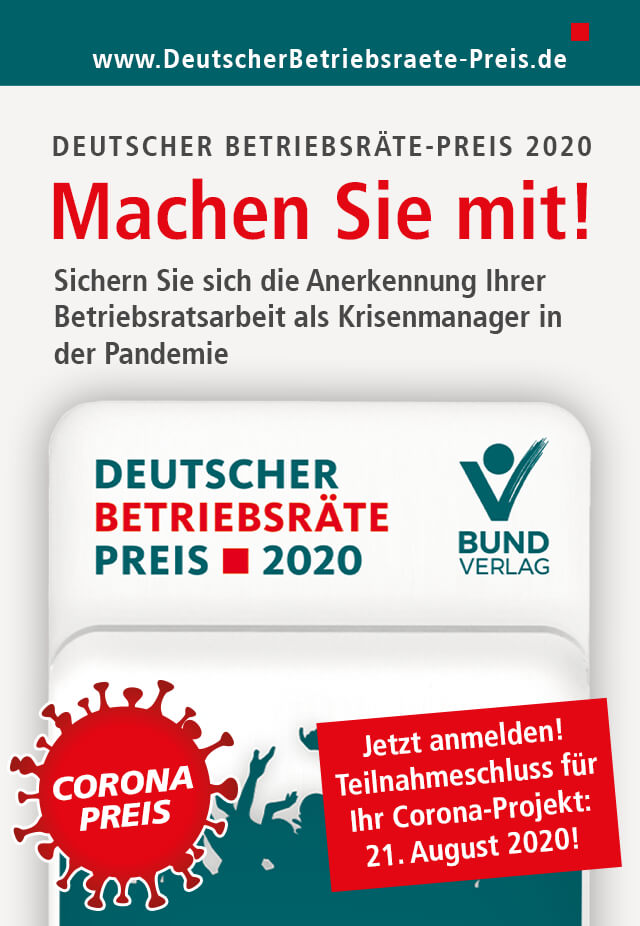 Deutscher Betriebsrätepreis 2020 - jetzt bewerben